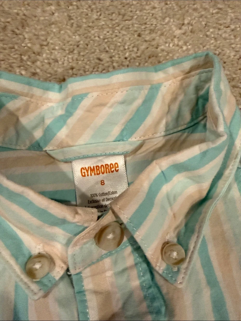 Gymboree Boy’s Striped Button-Up Shirt - Light Blue & White, size